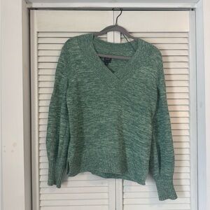 Gap Women’s Cozy Cotton Knit Teal V-Neck Sweater